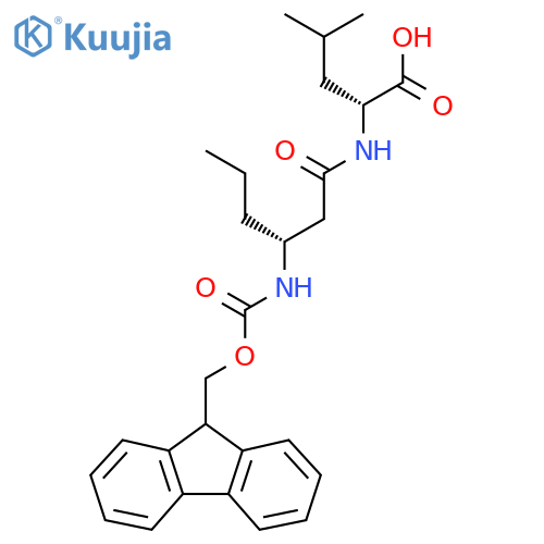 (2R)-2-(3R)-3-({(9H-fluoren-9-yl)methoxycarbonyl}amino)hexanamido-4-methylpentanoic acid structure