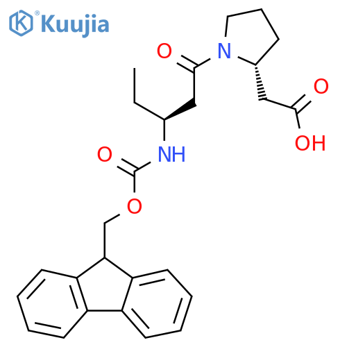 2-(2R)-1-(3S)-3-({(9H-fluoren-9-yl)methoxycarbonyl}amino)pentanoylpyrrolidin-2-ylacetic acid structure
