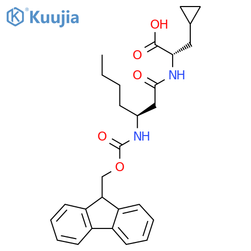 (2S)-3-cyclopropyl-2-(3S)-3-({(9H-fluoren-9-yl)methoxycarbonyl}amino)heptanamidopropanoic acid structure