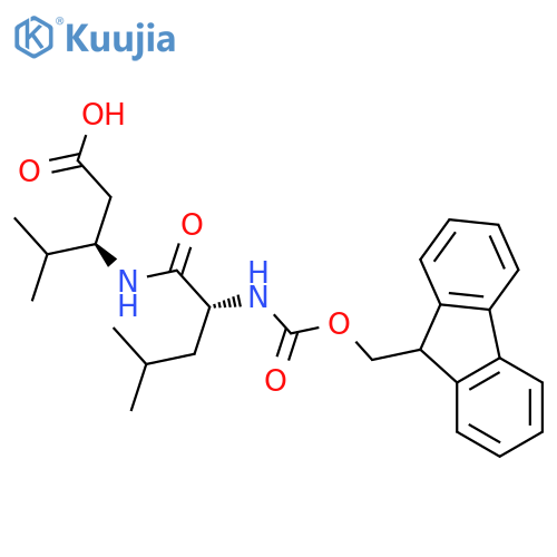 (3R)-3-(2R)-2-({(9H-fluoren-9-yl)methoxycarbonyl}amino)-4-methylpentanamido-4-methylpentanoic acid structure