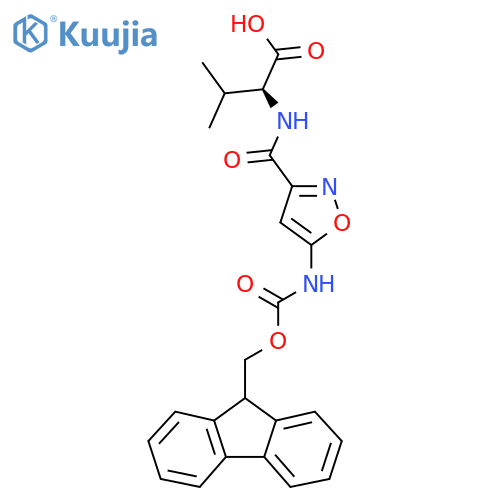 (2S)-2-{5-({(9H-fluoren-9-yl)methoxycarbonyl}amino)-1,2-oxazol-3-ylformamido}-3-methylbutanoic acid structure