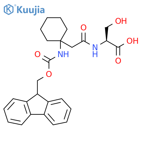 (2S)-2-{2-1-({(9H-fluoren-9-yl)methoxycarbonyl}amino)cyclohexylacetamido}-3-hydroxypropanoic acid structure