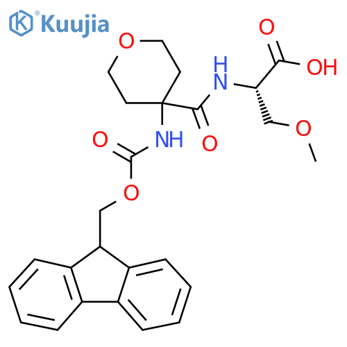 (2S)-2-{4-({(9H-fluoren-9-yl)methoxycarbonyl}amino)oxan-4-ylformamido}-3-methoxypropanoic acid structure