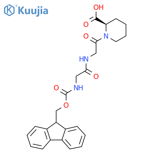(2R)-1-{2-2-({(9H-fluoren-9-yl)methoxycarbonyl}amino)acetamidoacetyl}piperidine-2-carboxylic acid structure