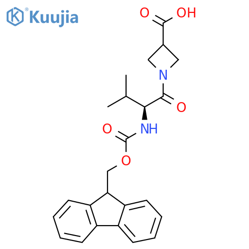 1-(2S)-2-({(9H-fluoren-9-yl)methoxycarbonyl}amino)-3-methylbutanoylazetidine-3-carboxylic acid structure