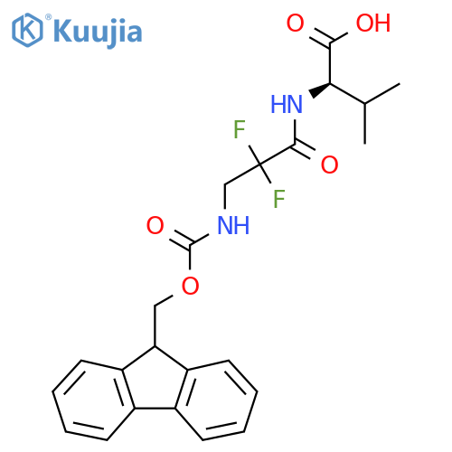(2R)-2-3-({(9H-fluoren-9-yl)methoxycarbonyl}amino)-2,2-difluoropropanamido-3-methylbutanoic acid structure