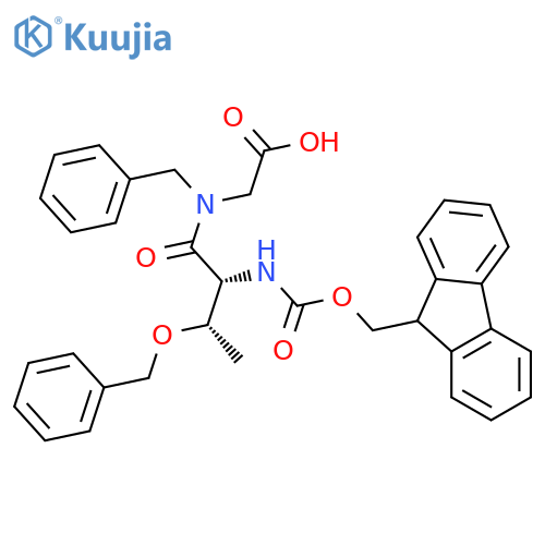 2-(2R,3S)-N-benzyl-3-(benzyloxy)-2-({(9H-fluoren-9-yl)methoxycarbonyl}amino)butanamidoacetic acid structure