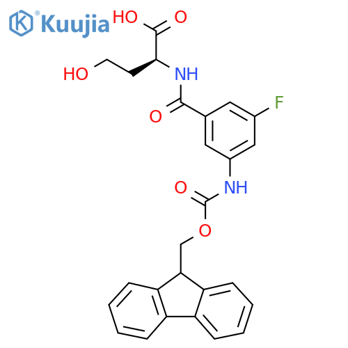 (2S)-2-{3-({(9H-fluoren-9-yl)methoxycarbonyl}amino)-5-fluorophenylformamido}-4-hydroxybutanoic acid structure