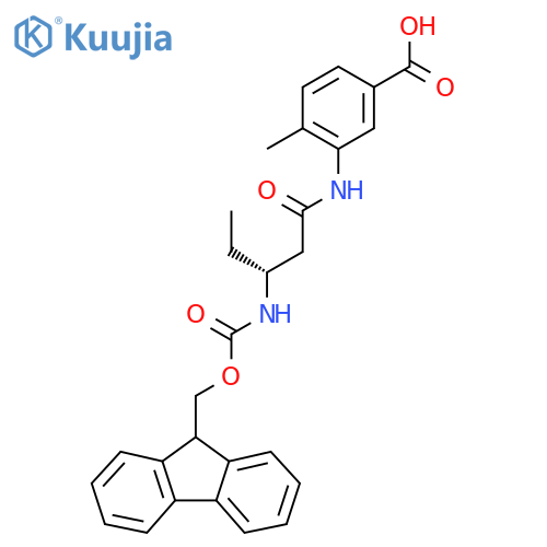 3-(3R)-3-({(9H-fluoren-9-yl)methoxycarbonyl}amino)pentanamido-4-methylbenzoic acid structure