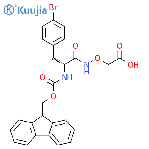 2-{(2R)-3-(4-bromophenyl)-2-({(9H-fluoren-9-yl)methoxycarbonyl}amino)propanamidooxy}acetic acid structure