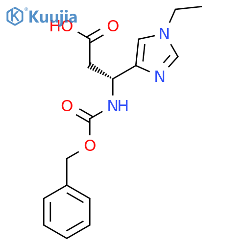 (3R)-3-{(benzyloxy)carbonylamino}-3-(1-ethyl-1H-imidazol-4-yl)propanoic acid structure