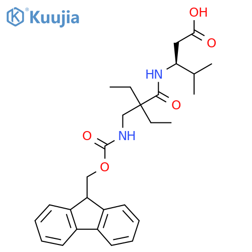 (3S)-3-{2-ethyl-2-({(9H-fluoren-9-yl)methoxycarbonyl}amino)methylbutanamido}-4-methylpentanoic acid structure