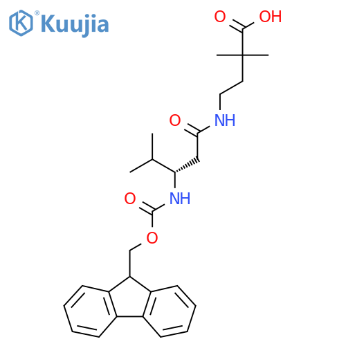 4-(3S)-3-({(9H-fluoren-9-yl)methoxycarbonyl}amino)-4-methylpentanamido-2,2-dimethylbutanoic acid structure