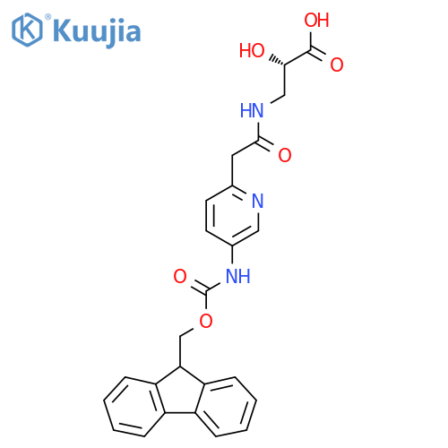 (2S)-3-{2-5-({(9H-fluoren-9-yl)methoxycarbonyl}amino)pyridin-2-ylacetamido}-2-hydroxypropanoic acid structure
