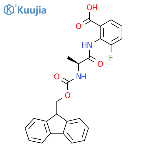 2-(2S)-2-({(9H-fluoren-9-yl)methoxycarbonyl}amino)propanamido-3-fluorobenzoic acid structure