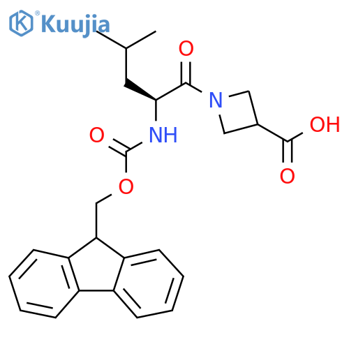 1-(2S)-2-({(9H-fluoren-9-yl)methoxycarbonyl}amino)-4-methylpentanoylazetidine-3-carboxylic acid structure