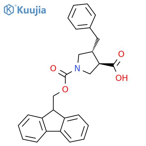 (3R,4R)-4-benzyl-1-{(9H-fluoren-9-yl)methoxycarbonyl}pyrrolidine-3-carboxylic acid structure