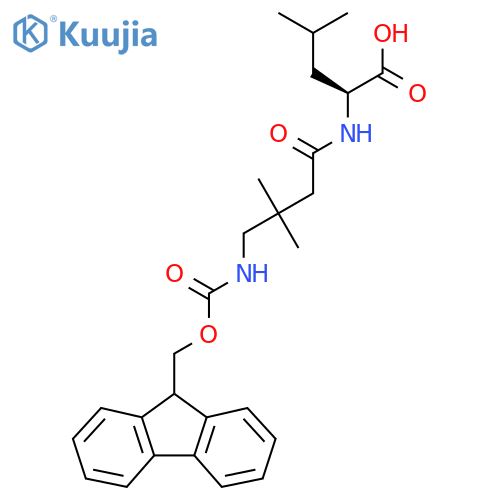 (2S)-2-4-({(9H-fluoren-9-yl)methoxycarbonyl}amino)-3,3-dimethylbutanamido-4-methylpentanoic acid structure