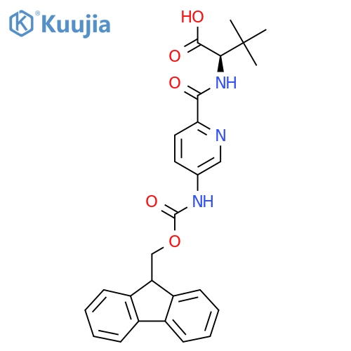 (2R)-2-{5-({(9H-fluoren-9-yl)methoxycarbonyl}amino)pyridin-2-ylformamido}-3,3-dimethylbutanoic acid structure