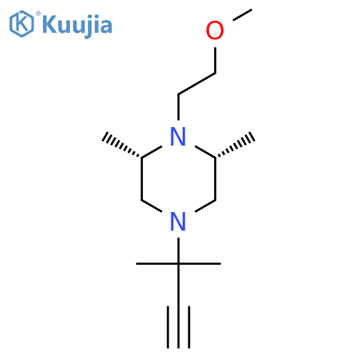 (2R,6S)-1-(2-methoxyethyl)-2,6-dimethyl-4-(2-methylbut-3-yn-2-yl)piperazine structure