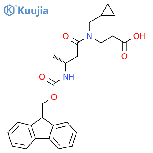 3-(3R)-N-(cyclopropylmethyl)-3-({(9H-fluoren-9-yl)methoxycarbonyl}amino)butanamidopropanoic acid structure