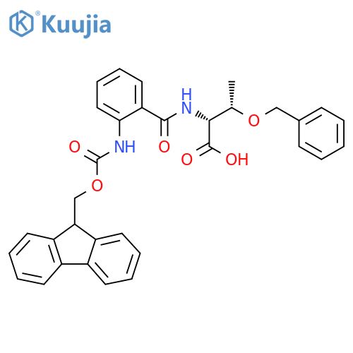 (2R,3S)-3-(benzyloxy)-2-{2-({(9H-fluoren-9-yl)methoxycarbonyl}amino)phenylformamido}butanoic acid structure