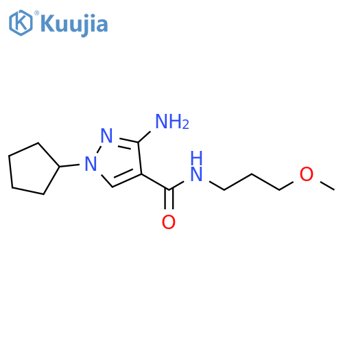 3-amino-1-cyclopentyl-N-(3-methoxypropyl)-1H-pyrazole-4-carboxamide structure