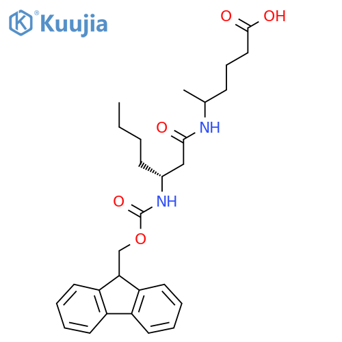 5-(3R)-3-({(9H-fluoren-9-yl)methoxycarbonyl}amino)heptanamidohexanoic acid structure