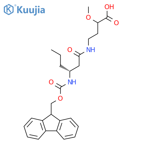 4-(3R)-3-({(9H-fluoren-9-yl)methoxycarbonyl}amino)hexanamido-2-methoxybutanoic acid structure