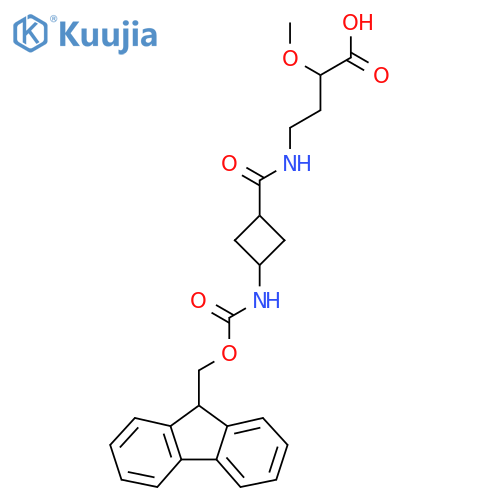 2-methoxy-4-{(1s,3s)-3-({(9H-fluoren-9-yl)methoxycarbonyl}amino)cyclobutylformamido}butanoic acid structure