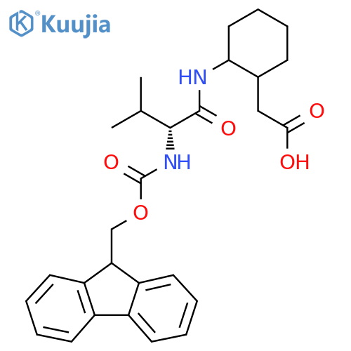 2-{2-(2R)-2-({(9H-fluoren-9-yl)methoxycarbonyl}amino)-3-methylbutanamidocyclohexyl}acetic acid structure