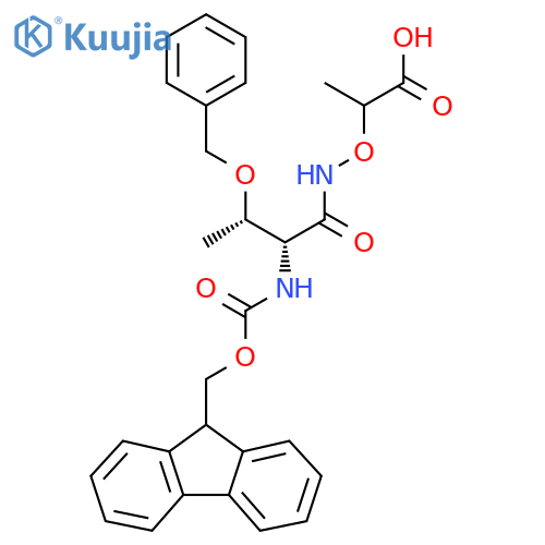 2-{(2R,3S)-3-(benzyloxy)-2-({(9H-fluoren-9-yl)methoxycarbonyl}amino)butanamidooxy}propanoic acid structure