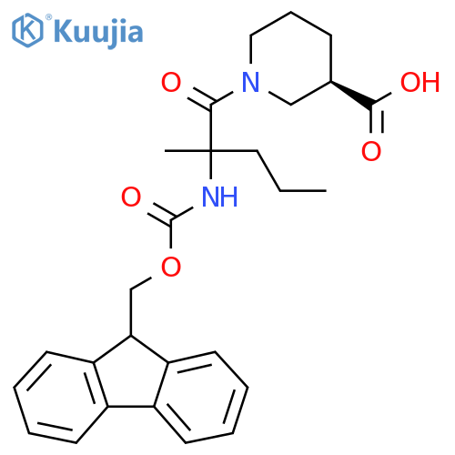 (3R)-1-2-({(9H-fluoren-9-yl)methoxycarbonyl}amino)-2-methylpentanoylpiperidine-3-carboxylic acid structure