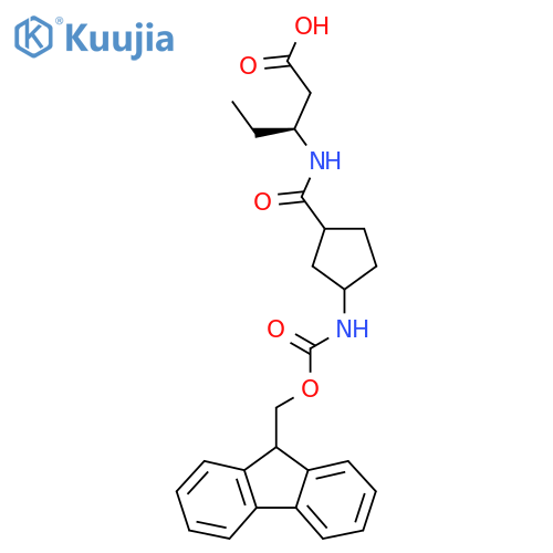(3S)-3-{3-({(9H-fluoren-9-yl)methoxycarbonyl}amino)cyclopentylformamido}pentanoic acid structure