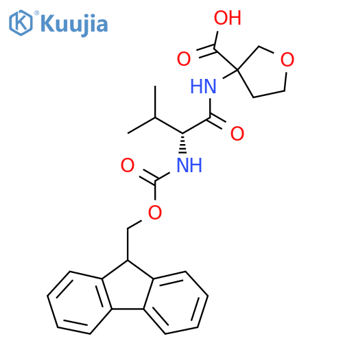 3-(2R)-2-({(9H-fluoren-9-yl)methoxycarbonyl}amino)-3-methylbutanamidooxolane-3-carboxylic acid structure