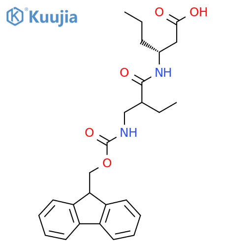 (3R)-3-{2-({(9H-fluoren-9-yl)methoxycarbonyl}amino)methylbutanamido}hexanoic acid structure