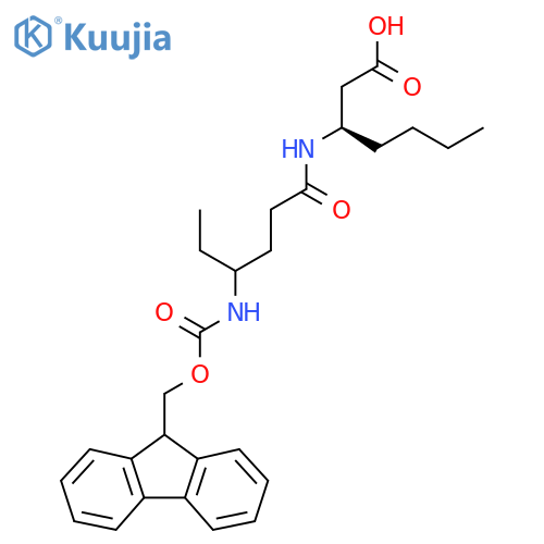 (3R)-3-4-({(9H-fluoren-9-yl)methoxycarbonyl}amino)hexanamidoheptanoic acid structure