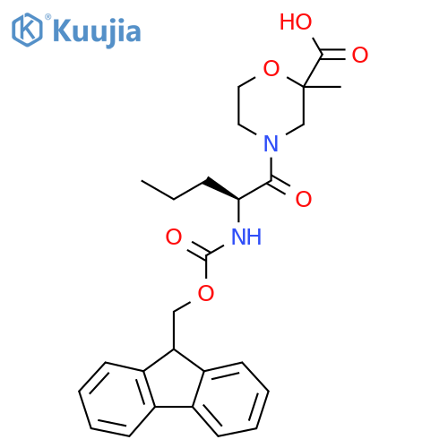 4-(2S)-2-({(9H-fluoren-9-yl)methoxycarbonyl}amino)pentanoyl-2-methylmorpholine-2-carboxylic acid structure