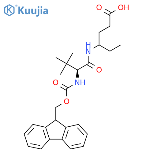 4-(2S)-2-({(9H-fluoren-9-yl)methoxycarbonyl}amino)-3,3-dimethylbutanamidohexanoic acid structure