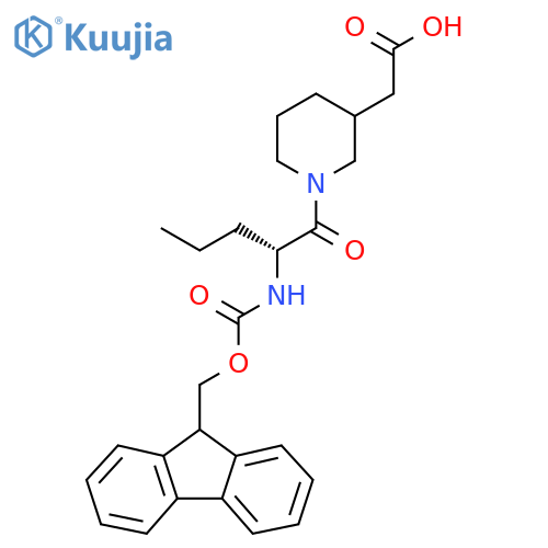 2-{1-(2R)-2-({(9H-fluoren-9-yl)methoxycarbonyl}amino)pentanoylpiperidin-3-yl}acetic acid structure