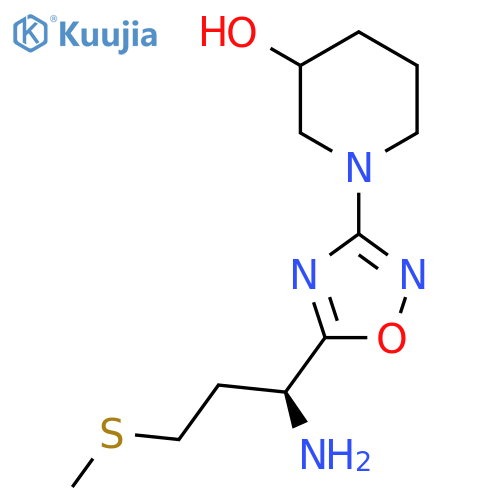 1-{5-(1S)-1-amino-3-(methylsulfanyl)propyl-1,2,4-oxadiazol-3-yl}piperidin-3-ol structure