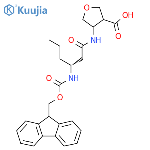 4-(3R)-3-({(9H-fluoren-9-yl)methoxycarbonyl}amino)hexanamidooxolane-3-carboxylic acid structure