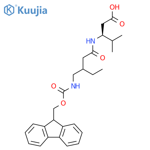(3S)-3-{3-({(9H-fluoren-9-yl)methoxycarbonyl}amino)methylpentanamido}-4-methylpentanoic acid structure