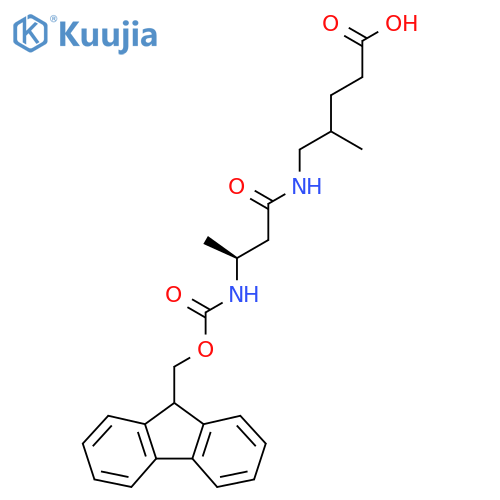 5-(3S)-3-({(9H-fluoren-9-yl)methoxycarbonyl}amino)butanamido-4-methylpentanoic acid structure