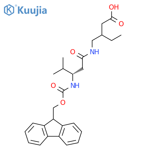 3-{(3S)-3-({(9H-fluoren-9-yl)methoxycarbonyl}amino)-4-methylpentanamidomethyl}pentanoic acid structure