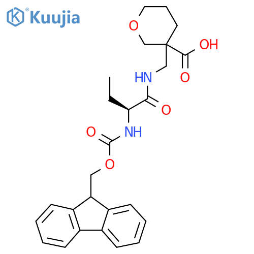 3-{(2S)-2-({(9H-fluoren-9-yl)methoxycarbonyl}amino)butanamidomethyl}oxane-3-carboxylic acid structure