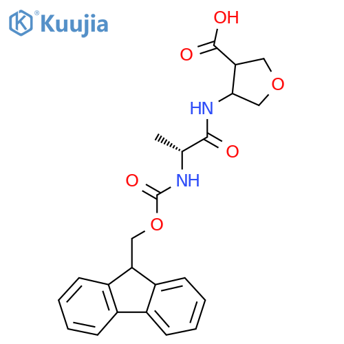 4-(2R)-2-({(9H-fluoren-9-yl)methoxycarbonyl}amino)propanamidooxolane-3-carboxylic acid structure