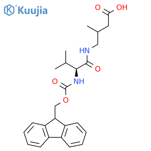 4-(2S)-2-({(9H-fluoren-9-yl)methoxycarbonyl}amino)-3-methylbutanamido-3-methylbutanoic acid structure