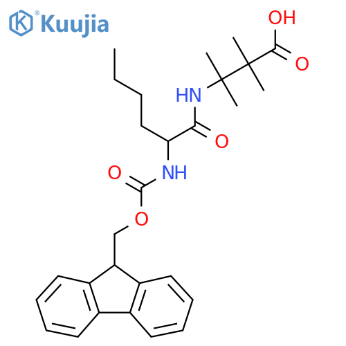 3-2-({(9H-fluoren-9-yl)methoxycarbonyl}amino)hexanamido-2,2,3-trimethylbutanoic acid structure