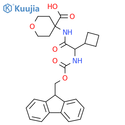 4-2-cyclobutyl-2-({(9H-fluoren-9-yl)methoxycarbonyl}amino)acetamidooxane-4-carboxylic acid structure